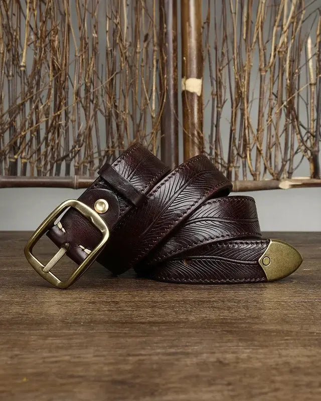 Adam Embossed Leather Belt