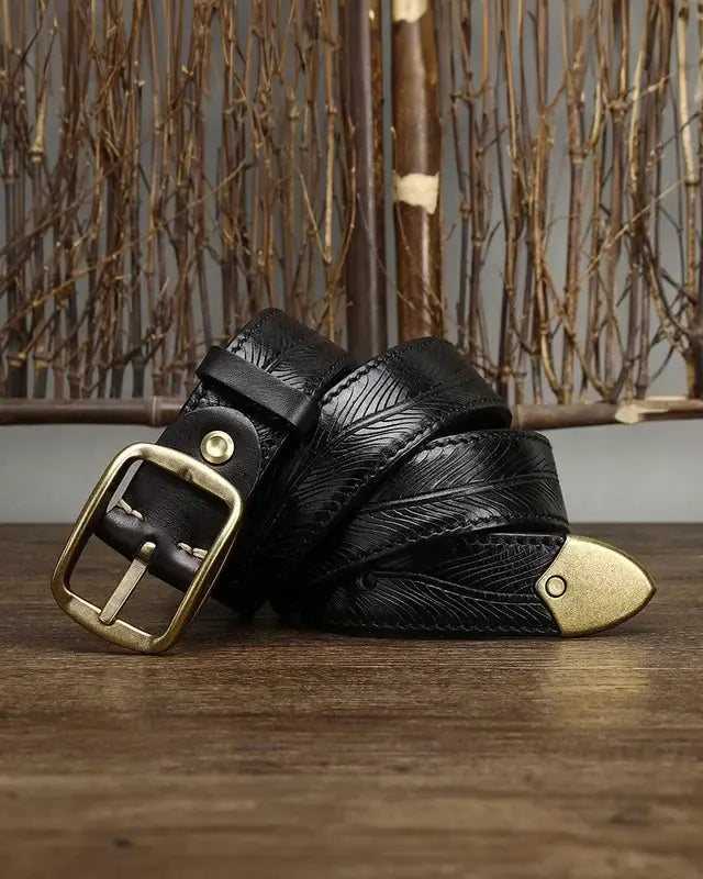 Adam Embossed Leather Belt