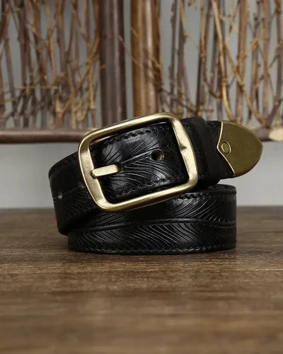 Adam Embossed Leather Belt