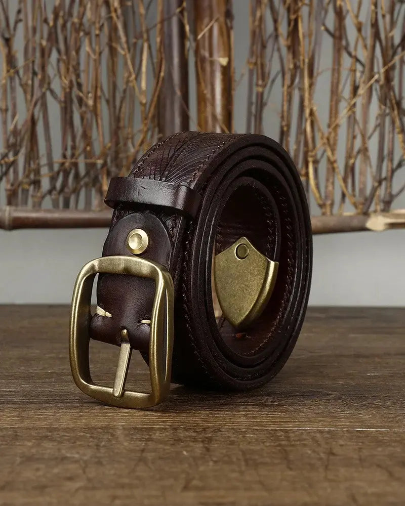 Adam Embossed Leather Belt