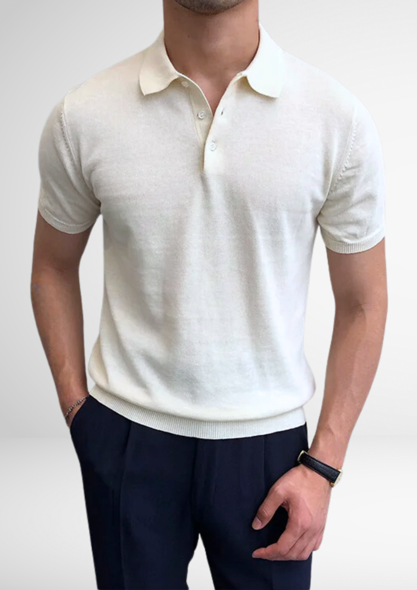 Men's Vintage Knit Polo, Textured Short Sleeve Sweater Shirt
