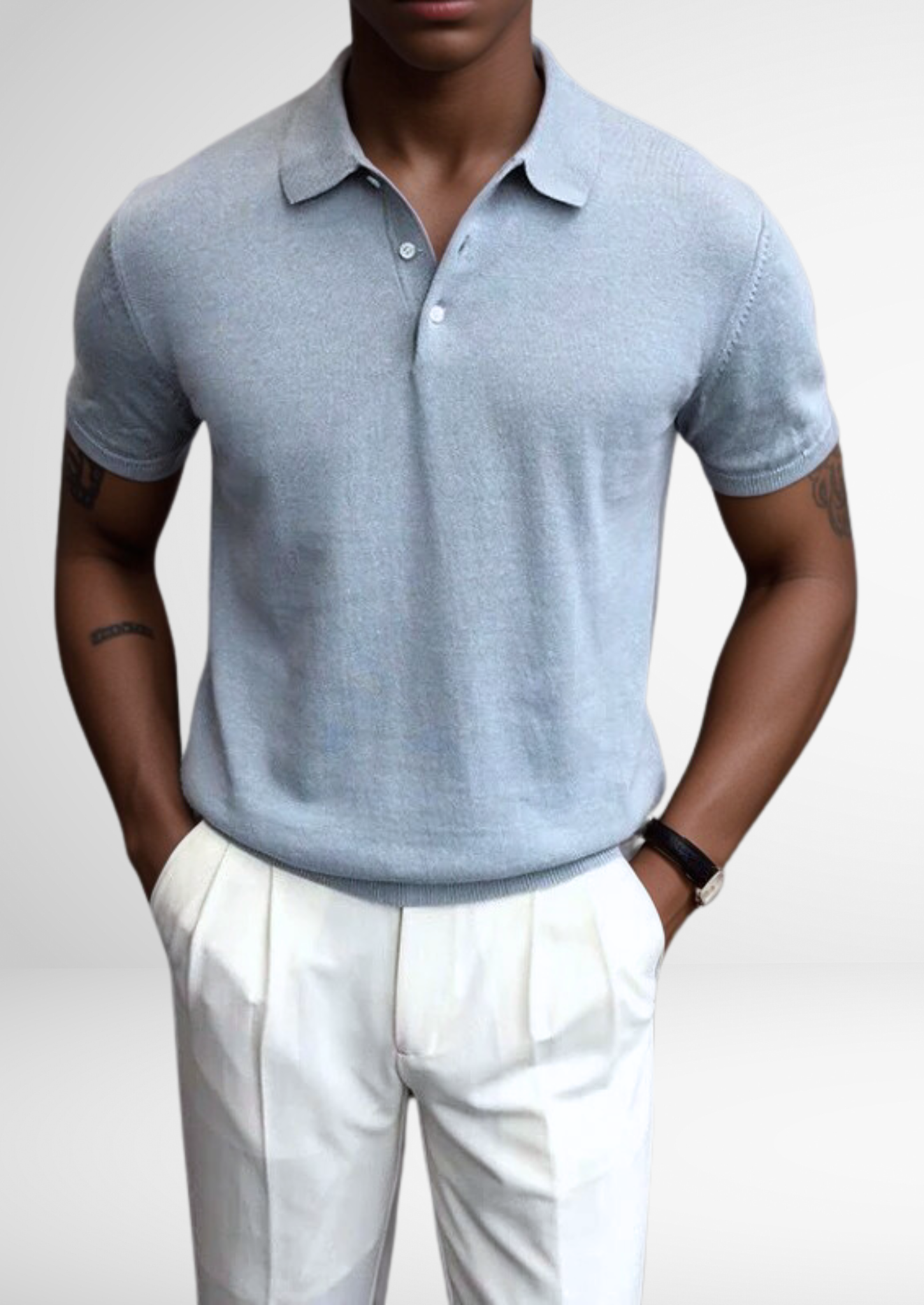 Men's Vintage Knit Polo, Textured Short Sleeve Sweater Shirt